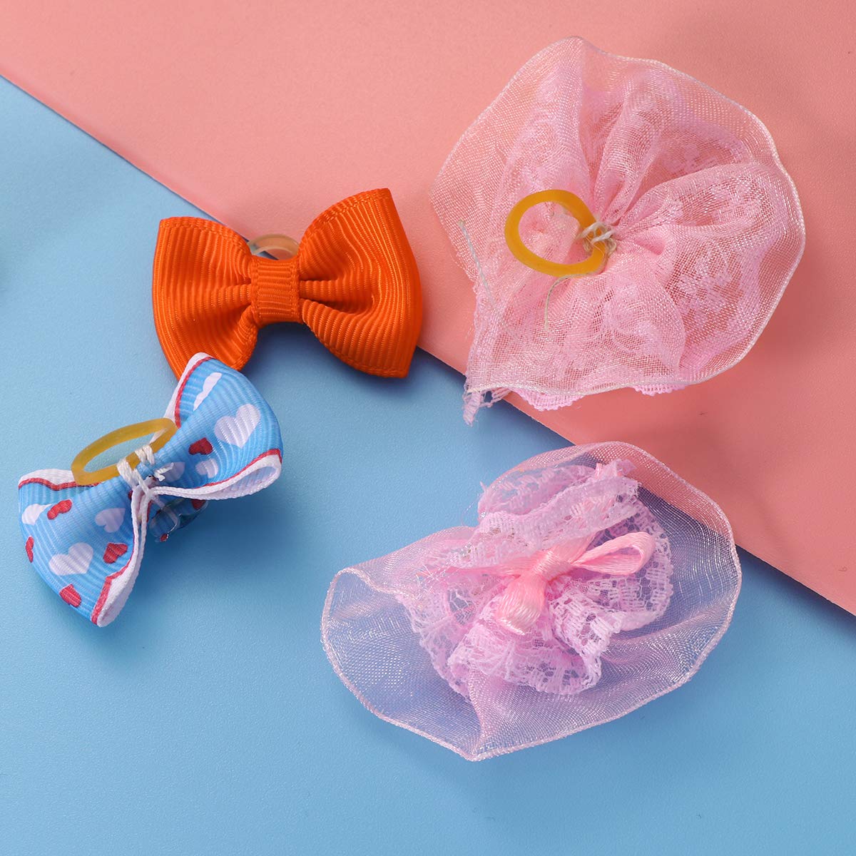 60pcs Elastic Hair Bands - Soft Rubber Hair Ties with Bowknot for Women, Girls & Pets | Perfect for Ponytails, Braids & Pet Grooming | Hair Accessories for Daily Use, Workouts & Styling