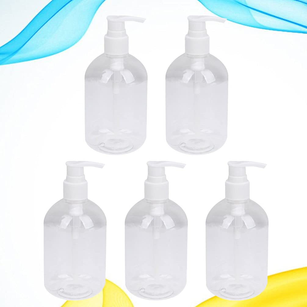 DOITOOL 5-Pack 350ml Clear Plastic Pump Bottle Dispenser - Refillable Empty Soap Bottle for Shampoo, Lotion, Body Wash & Face Wash | Travel-Friendly Bathroom & Kitchen Containers for Home, Gym & Hotel Use
