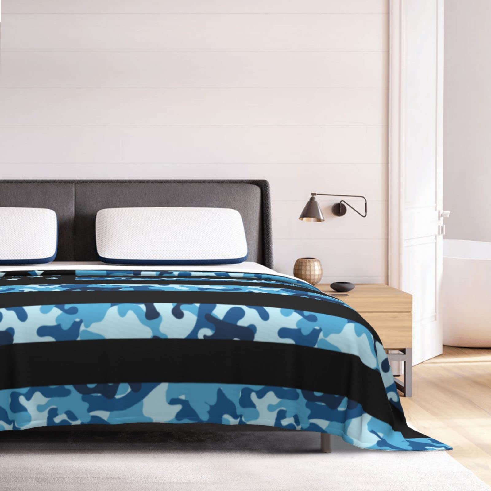 Premium Navy Camouflage American Flag Fleece Blanket - Ultra Soft & Warm Throw for Bed, Couch, Living Room - Perfect for Kids, Adults & Outdoor Camping