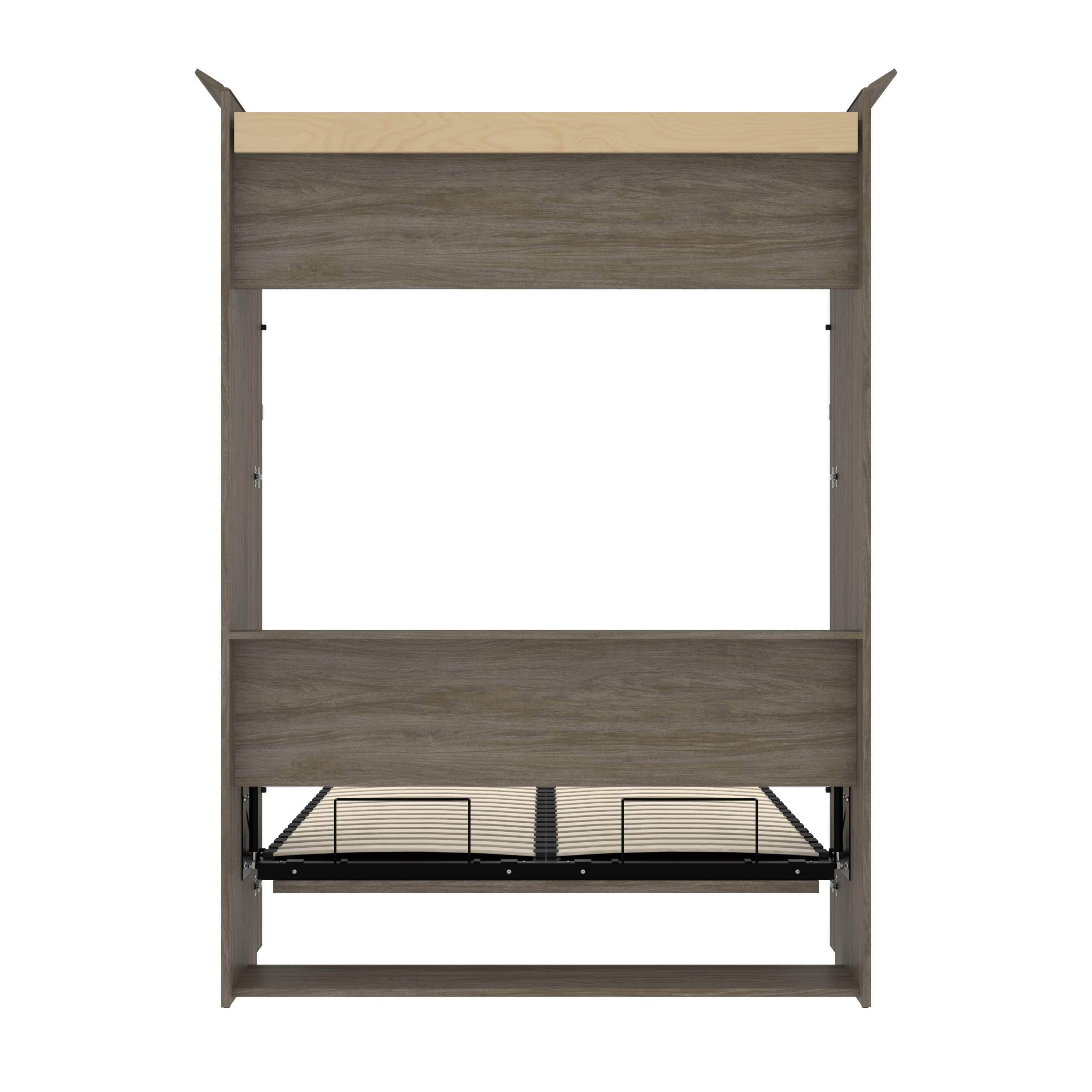 Versatile 59W Full Murphy Wall Bed in Walnut Grey - Space Saving Wall Bed for Small Apartments, Guest Rooms & Home Offices | Easy Fold Down Design