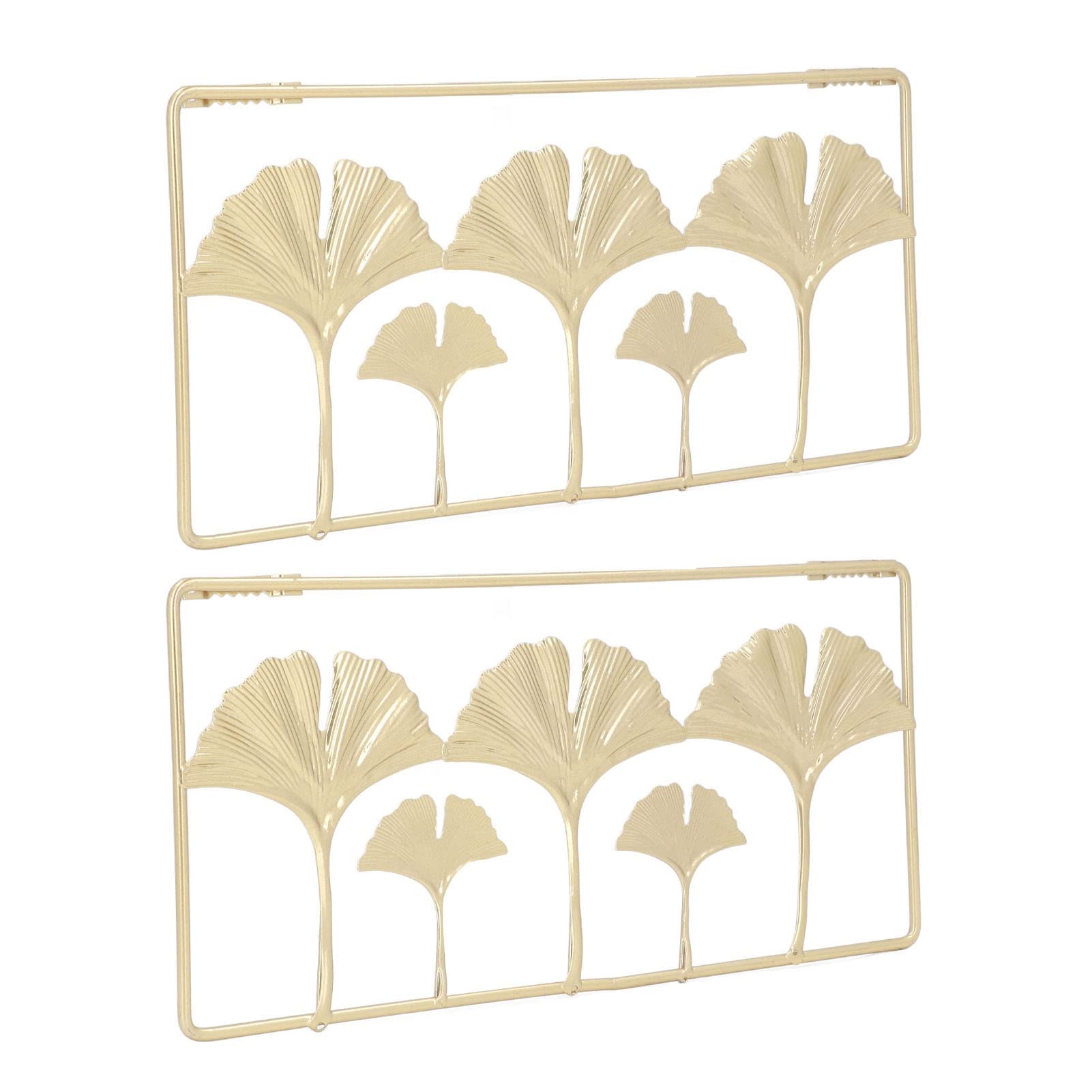 Tgoon Modern Gold Metal Leaf Wall Decor Set of 2 - Clear Texture Iron Wall Art for Restaurant, Living Room, Bedroom & Office Decor