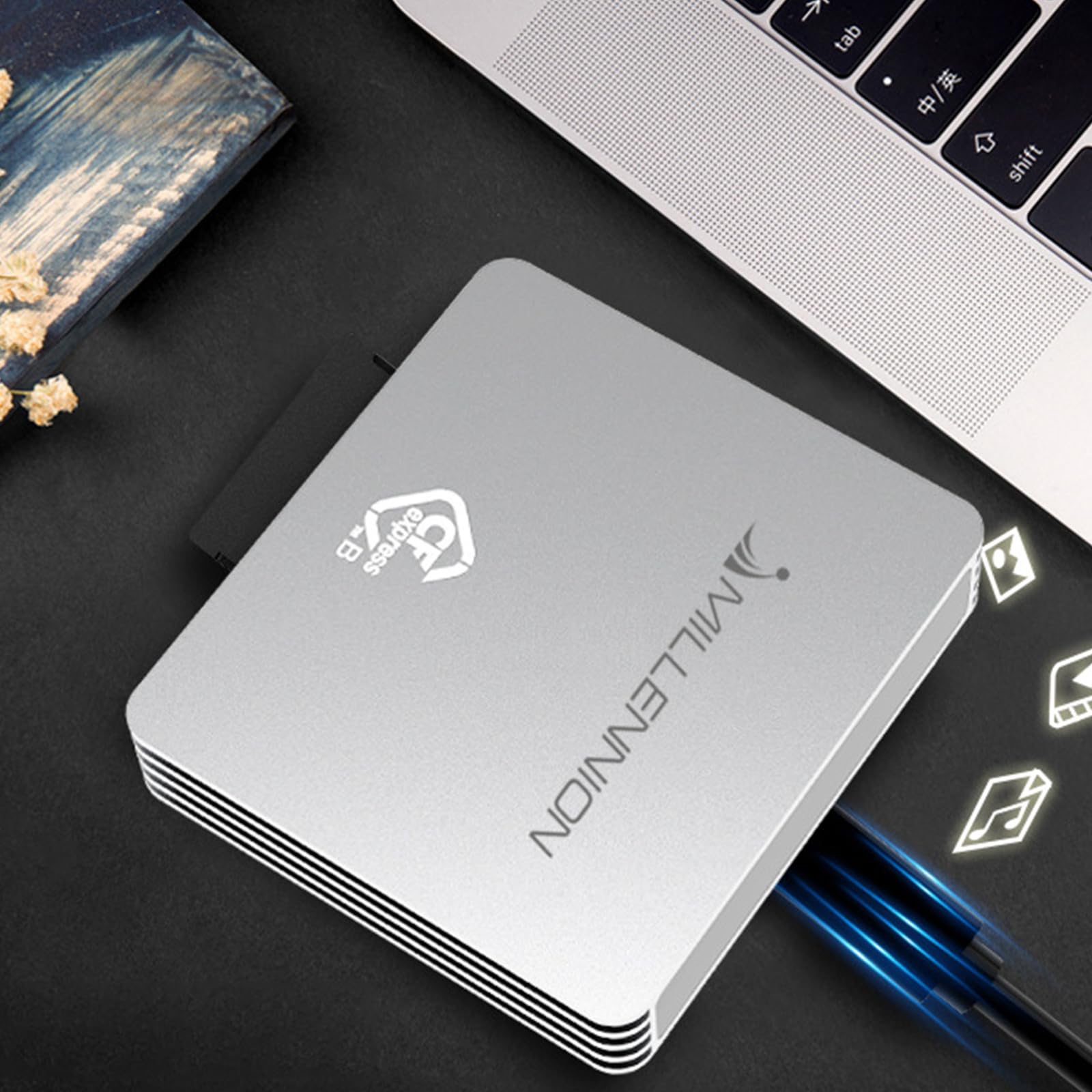 Bydezcon USB 3.1 Express Card Reader - High Speed Multi-Port Adapter for SD, Micro SD, CF Cards | Fast Data Transfer with USB-C & USB-A Compatibility | Perfect for Laptops, Cameras, Gaming Consoles & Office Use