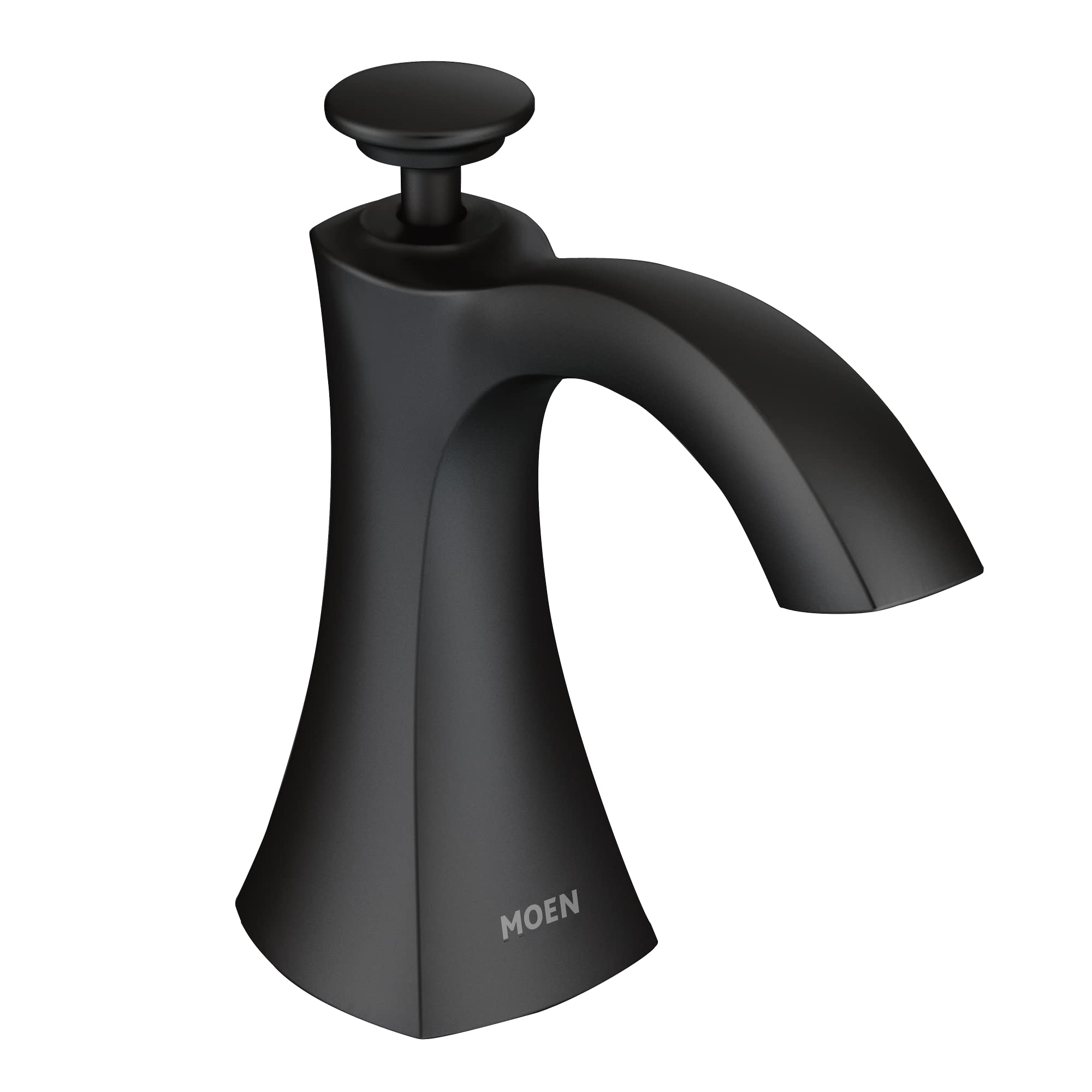 Moen S3948BL Matte Black Transitional Deck Mounted Kitchen Soap Dispenser - Refillable Above Sink Bottle for Modern & Farmhouse Style Kitchens | Perfect for Home, Restaurant & Office Use