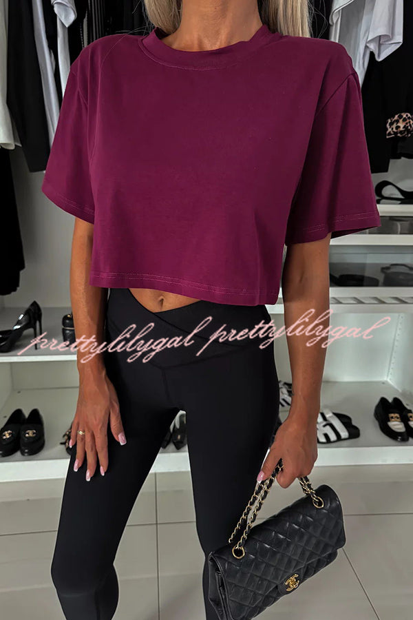 Tayshia Women's Short Sleeve Crop Top Stretchy T-Shirt - Casual Summer Outfit for Beach, Yoga & Streetwear