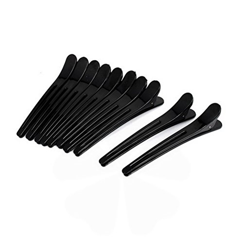 Uptell 10Pcs Black Hair Clips for Barber & Salon - 11cm Plastic Hairpins for Styling, Cutting & Hairdressing | Perfect for Professionals & Home Use