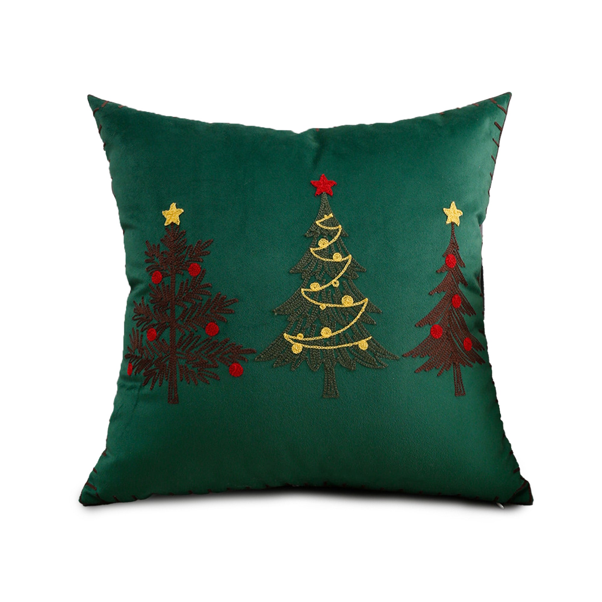 Festive Christmas Embroidered Throw Pillow - Holiday Tree & Reindeer Design for Cozy Home Decor - Perfect for Sofa, Bedroom and Seasonal Gift Giving