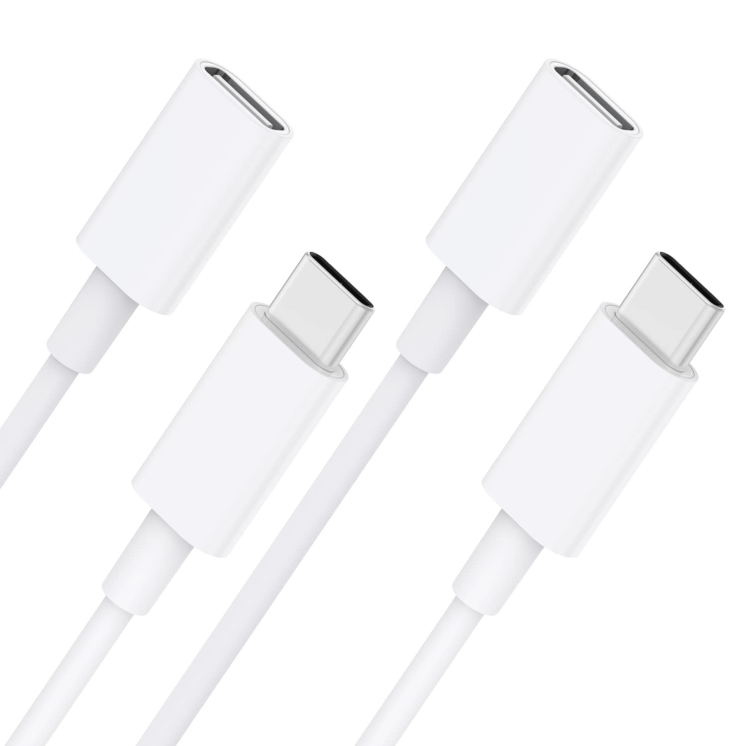 CONMDEX USB C Extension Cable 6.6FT 2 Pack - USB Type C Female to Male Extender Cord with 9V 3A Fast Charging for iPhone 15/14/13/12, MagSafe Charger, PS5 Controller, HomePod & More - Perfect for Gaming, Home & Office Use (White)