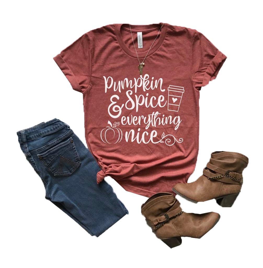 Women's Cute Pumpkin Spice Graphic Short Sleeve T-Shirt - Fall Halloween Letter Print Casual Top | Perfect for Autumn Outings, Pumpkin Patch Visits & Halloween Parties