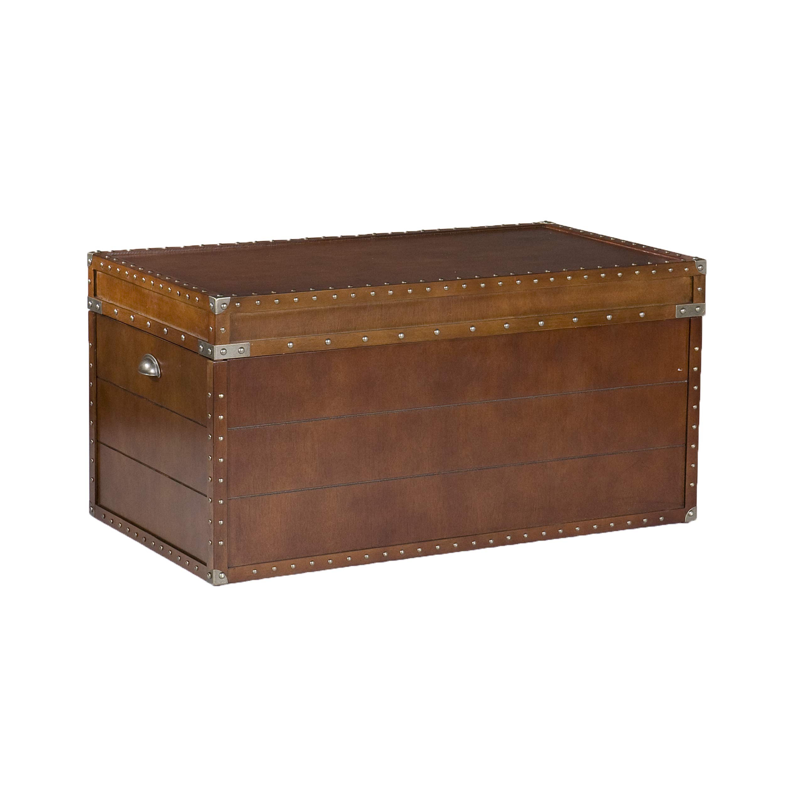 Southern Enterprises Steamer Storage Trunk Cocktail Table - Walnut Finish Coffee Table with Hidden Storage | Perfect for Living Room, Bedroom & Small Space Decor
