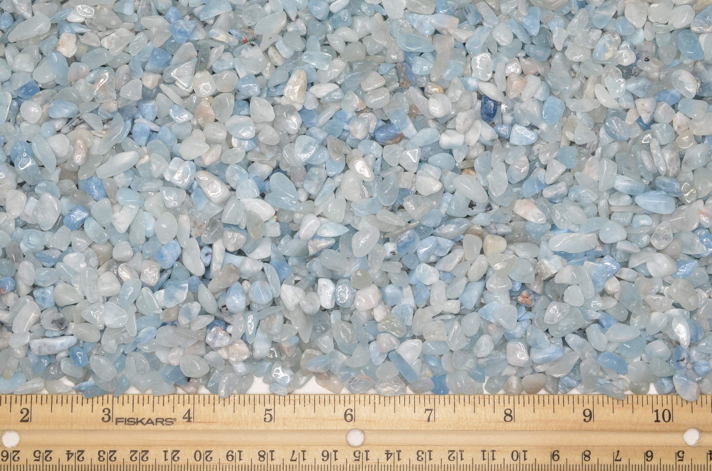 5 lbs Tumbled Aquamarine Chips - Natural Healing Stones with ID Card - Perfect for Crystal Healing, Jewelry Making, Home Decor & Meditation