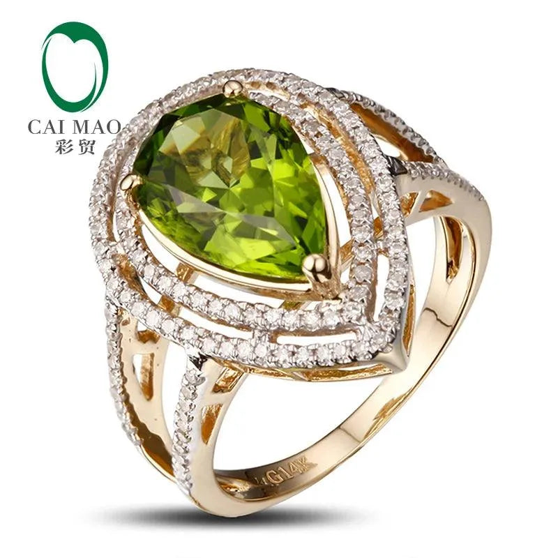 14k Yellow Gold Peridot Ring for Women - Wholesale New Arrival Fashion Jewelry - Free Shipping - Perfect for Weddings, Anniversaries & Gifts