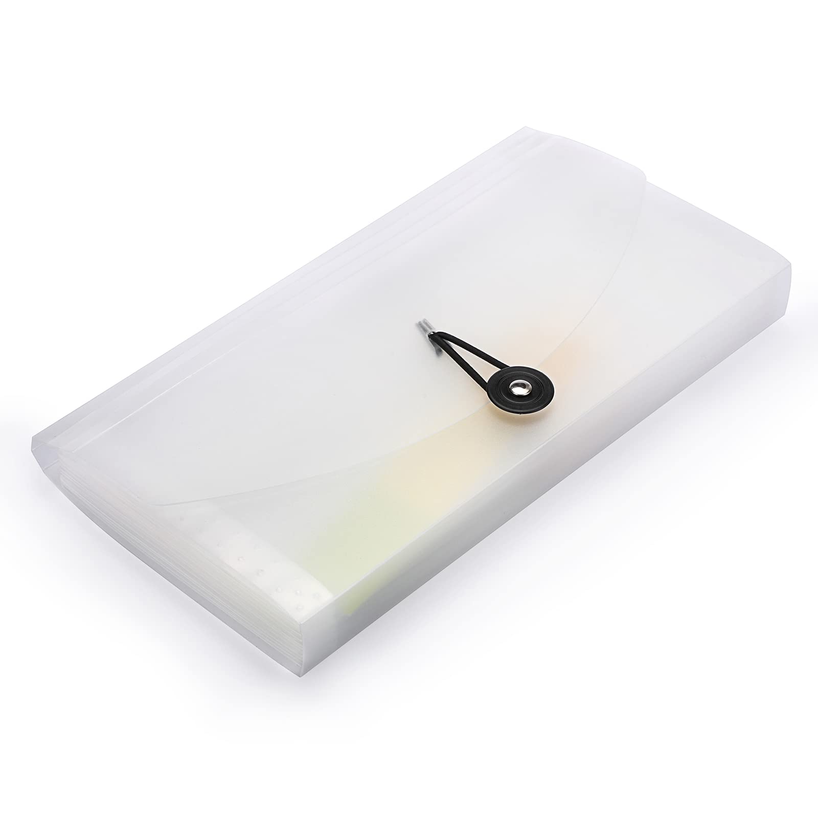BTSKY 13-Pocket Expanding File Folder - Accordion Organizer for Documents, Cards, Tickets, Bills & Receipts | Translucent White Plastic Wallet Case | Perfect for Office, School & Home Organization