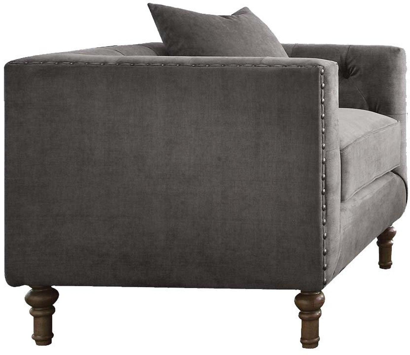 Acme Furniture Sidonia Gray Velvet Arm Chair 53582 - Elegant Living Room Seating for Home & Office