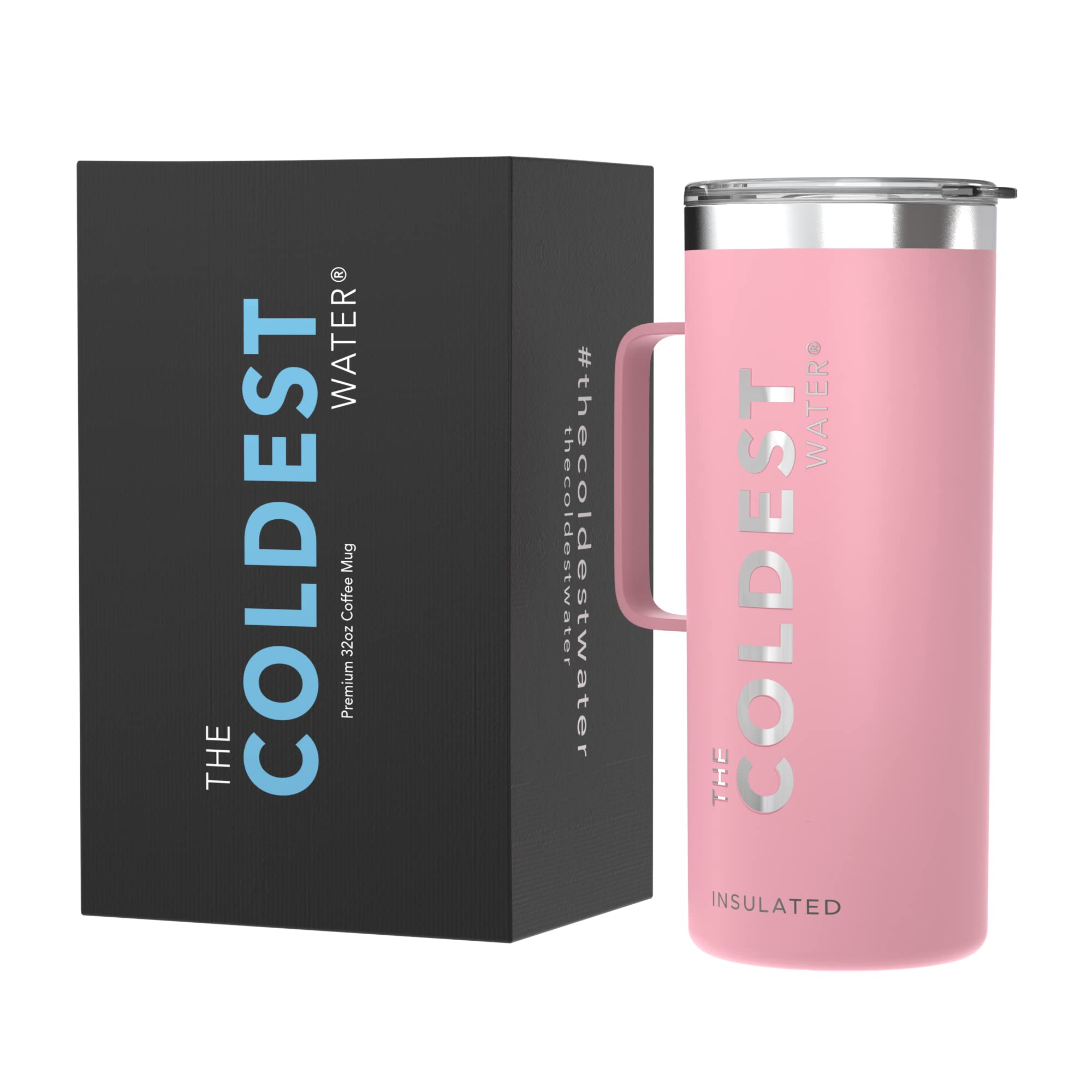 The Coldest Coffee Mug - 32 oz Stainless Steel Super Insulated Travel Mug for Hot & Cold Drinks, Perfect for Tea, Lattes, Cappuccino, Flamingo Pink - Ideal for Office, Travel, and Outdoor Adventures