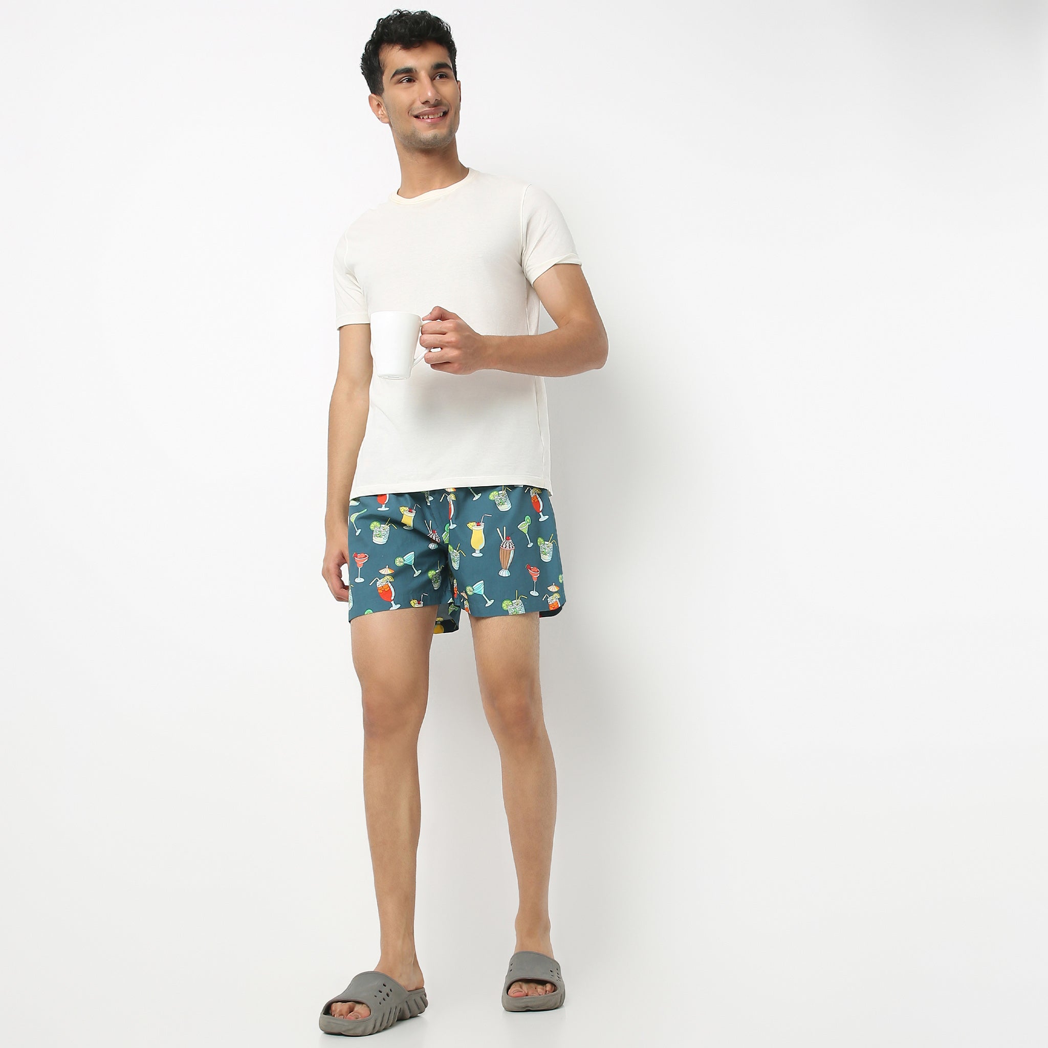 Men's Comfort Cotton Boxer Briefs with Soft Viscose Lining - Digital Printed Underwear for Everyday Wear & Lounge