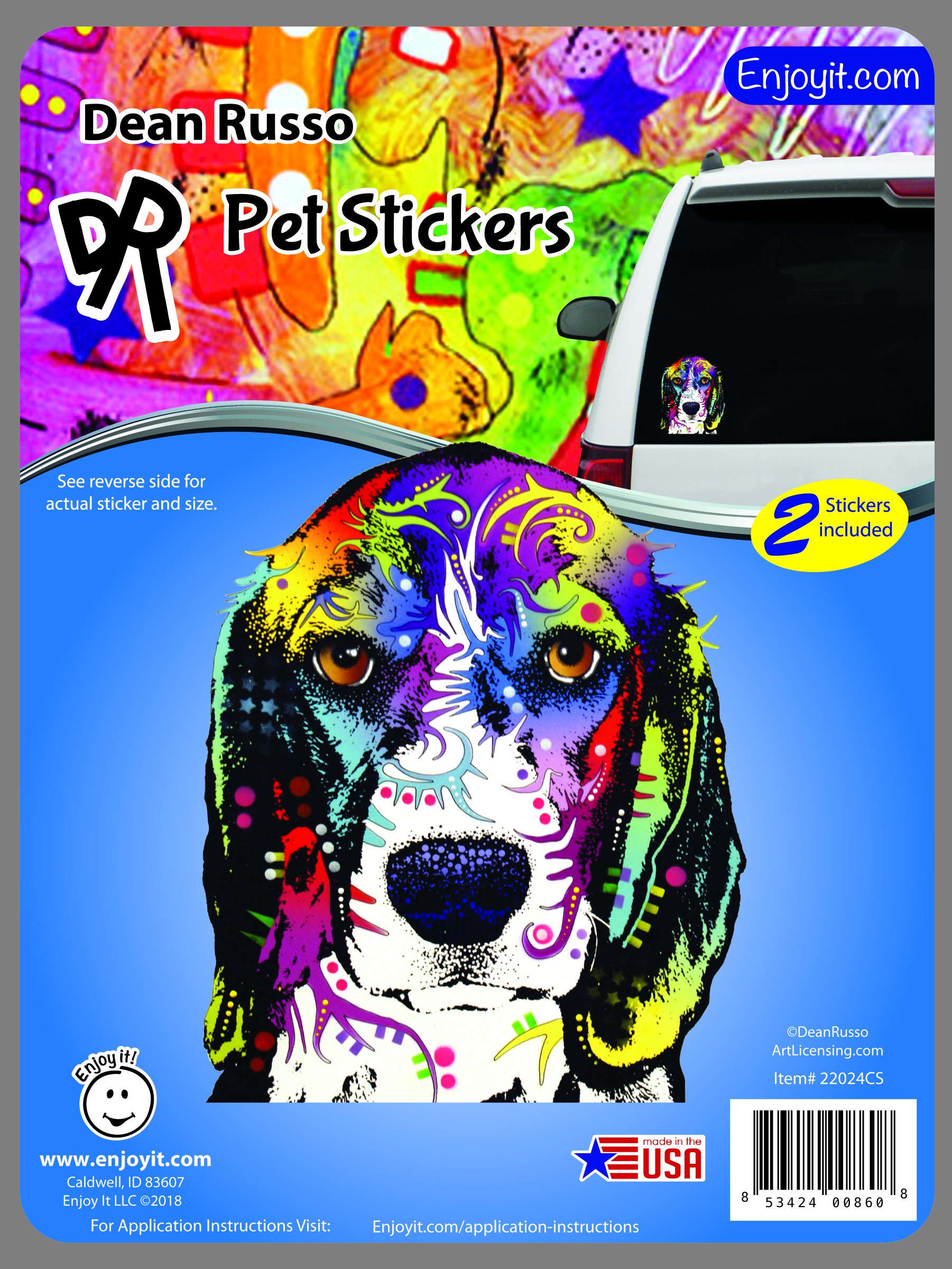 Dean Russo Beagle Car Stickers - 2 Pack Waterproof Vinyl Decals for Windows, Bumpers, Laptops & DIY Crafts | Durable Outdoor Rated Adhesive for Cars, Laptops, Notebooks & Home Decor