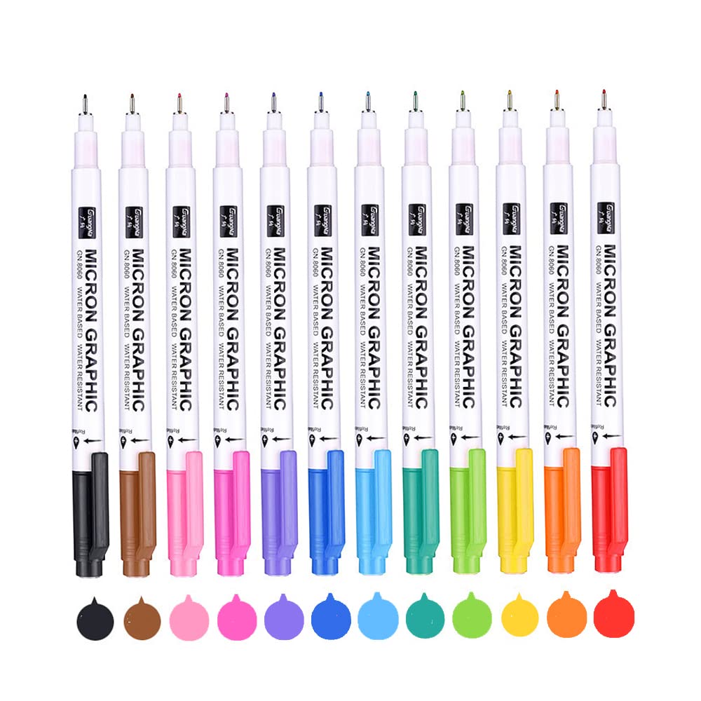 0.5mm Micro-Line Fine Liner Pens - Ultra-Precise Felt Tip Drawing Pens for Artists, Sketching, Anime & Manga Art - Professional Inking Pens for Calligraphy, Bullet Journaling & Detailed Illustrations (Bright Colors)