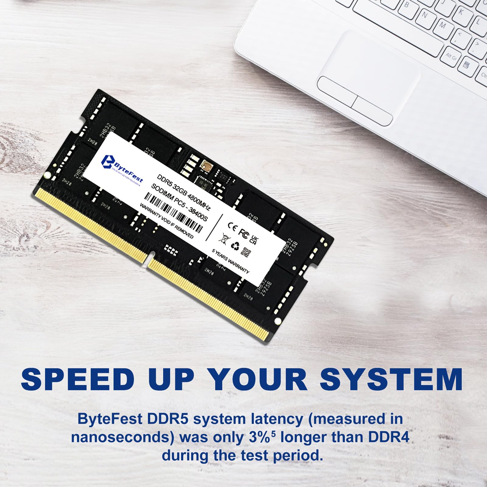 ByteFest DDR5 RAM 32GB 4800MHz (PC5-38400) CL40 1.1V SODIMM 262-Pin Laptop Memory - High Performance Upgrade for Gaming Laptops, Workstations & Content Creation