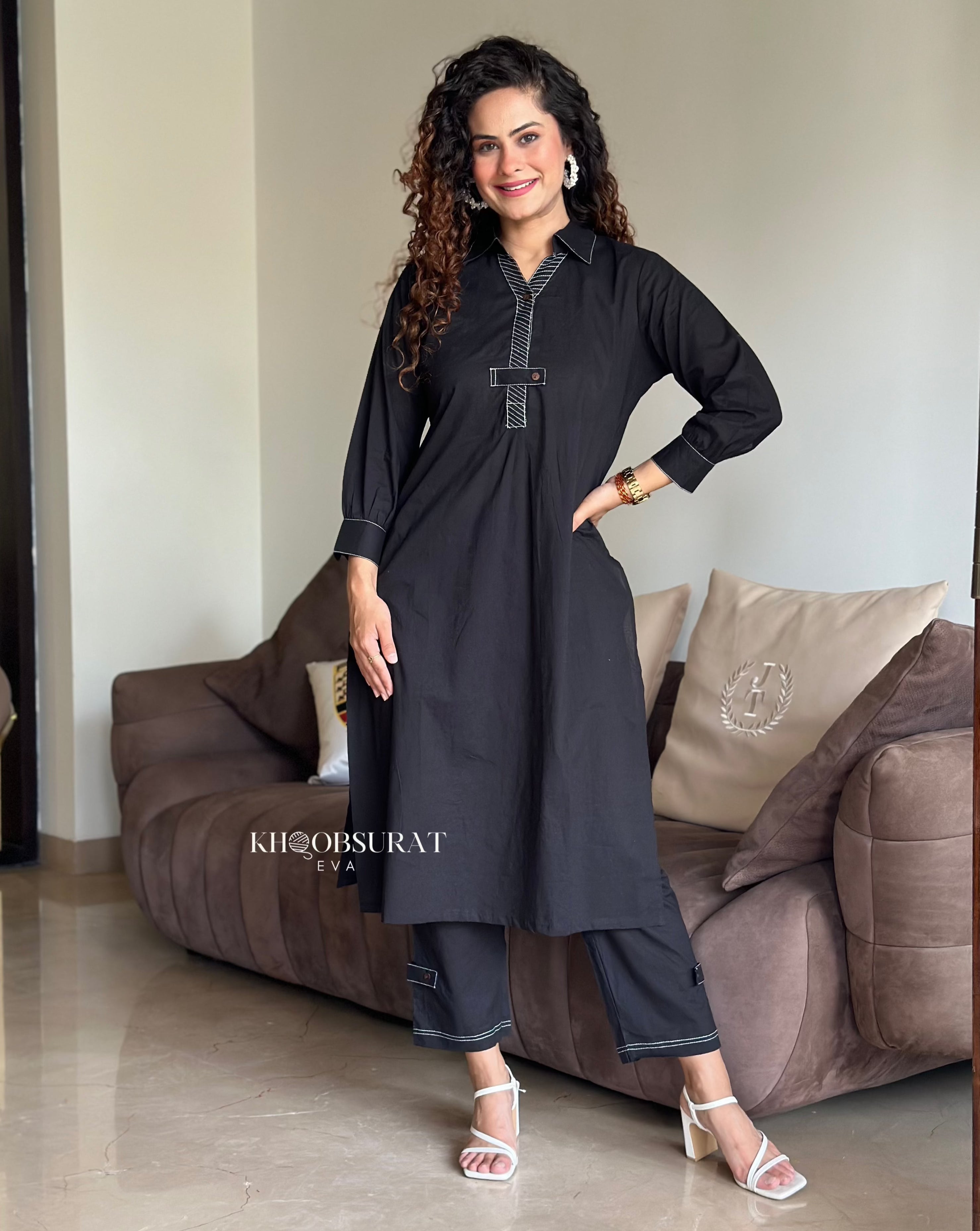 Premium Cotton Casual Black Kurta Set for Men - Comfortable Traditional Indian Outfit for Festivals, Weddings & Daily Wear