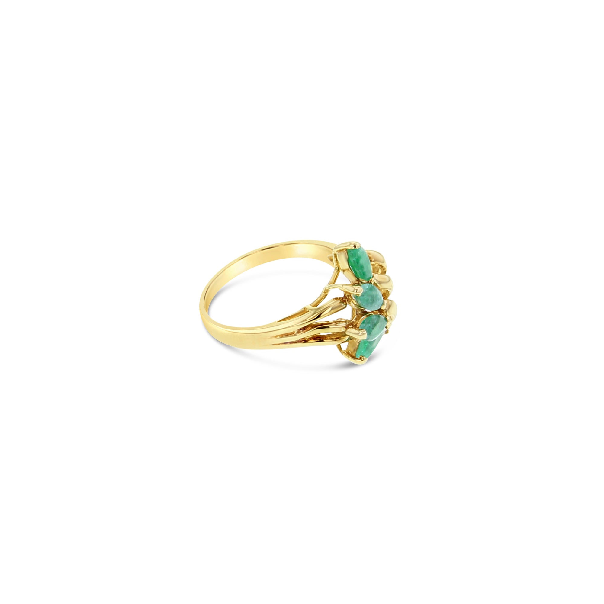 14K Yellow Gold Marquise Emerald & Diamond Ring - 0.33cttw Vintage Style Engagement Ring for Women, Perfect for Proposals, Anniversaries & Special Occasions