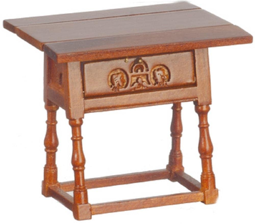 Melody Jane Dollhouse Wooden Tudor Drop Leaf Table - Miniature Walnut Dining Furniture for Dolls Houses - Perfect for Dollhouse Decor, Collectibles & Miniature Scenes