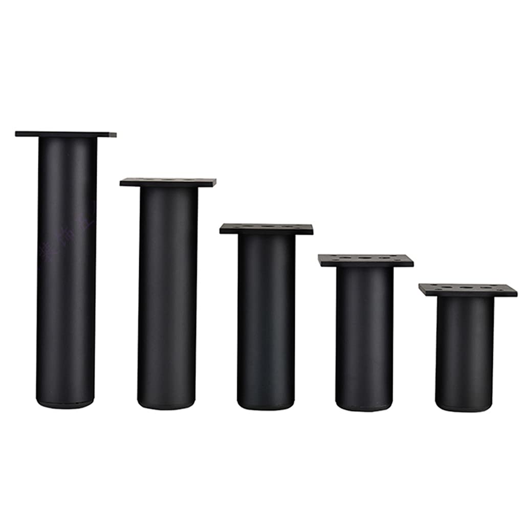 Adjustable Round Aluminum Furniture Feet - Black Kitchen Cabinet Legs for TV Stands, Tables & Chairs (Set of 4) - Perfect for Leveling & Stabilizing Home Furniture