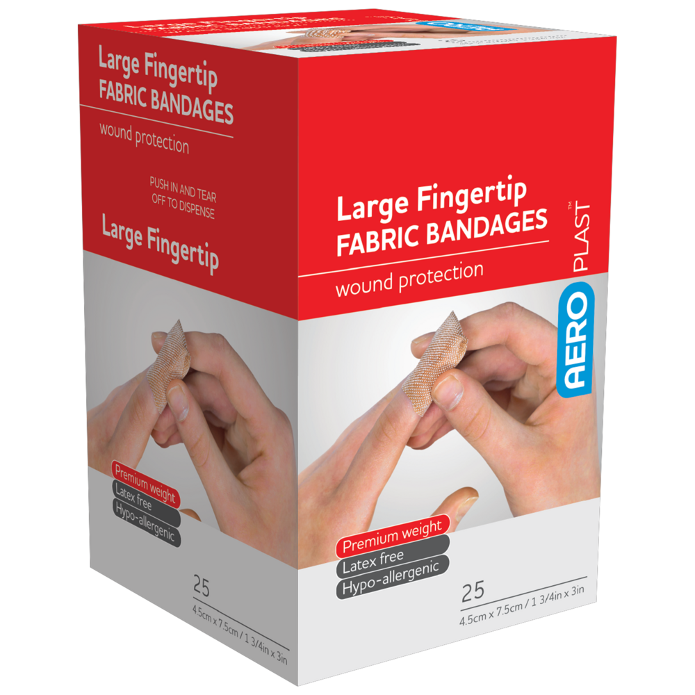 Premium Fabric Bandages for Large Fingertip Wounds - Pack of 25 | First Aid for Cuts, Scrapes & Finger Injuries | Home, Office & Travel Use