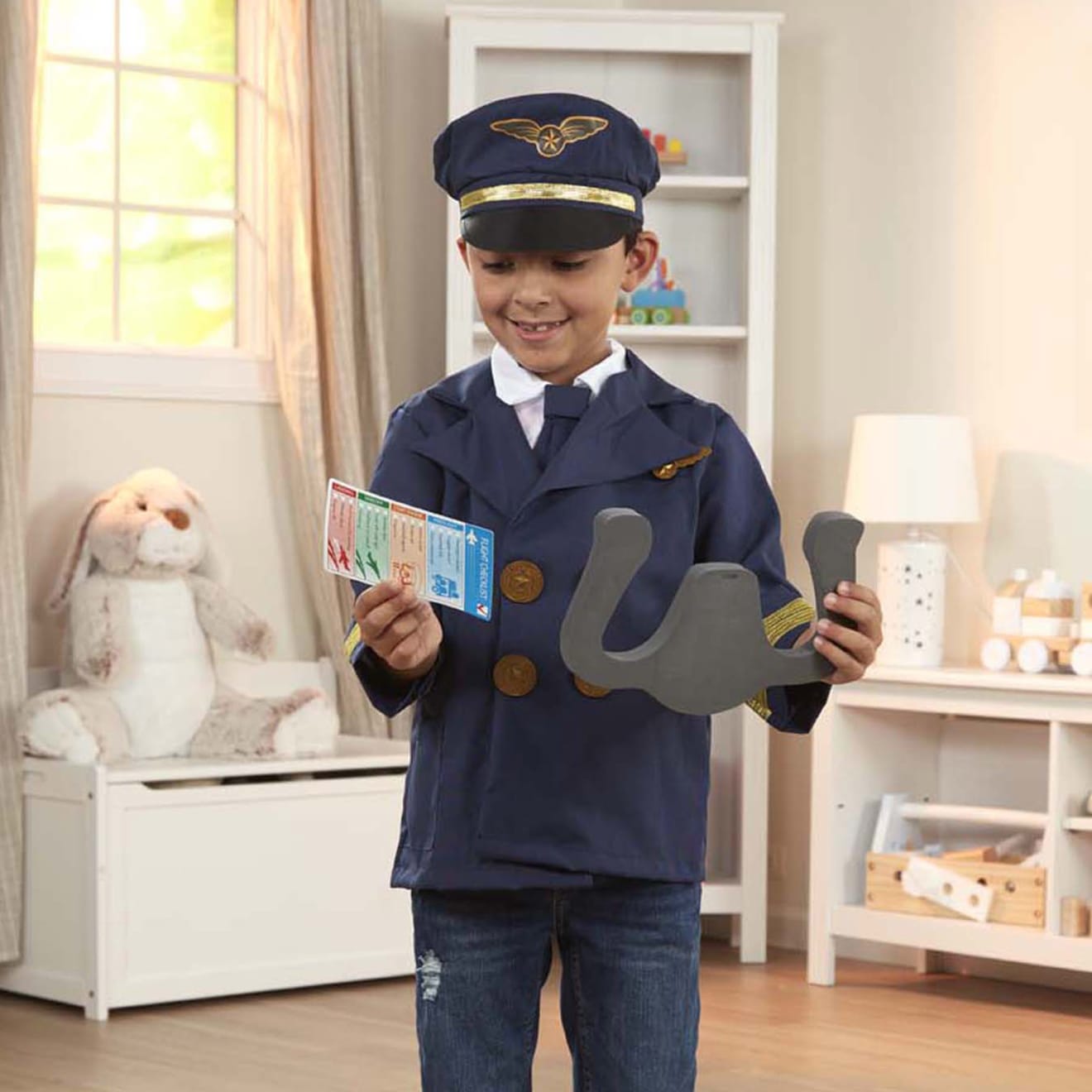 Kids Pilot Role Play Costume Set - Aviation Dress Up Outfit with Hat & Accessories for Boys & Girls - Perfect for Halloween, Birthday Parties & Pretend Play