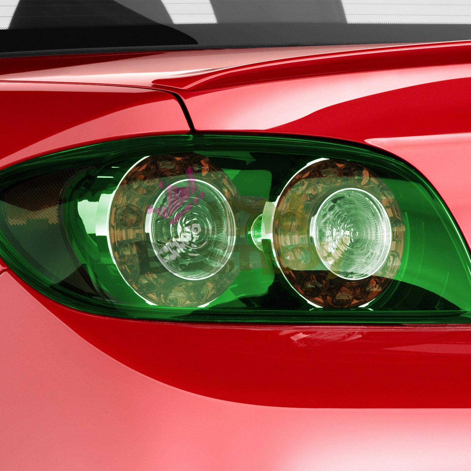 JDM Green Self-Adhesive Vinyl Film for Headlights, Tail Lights & Fog Lights - Medium 12