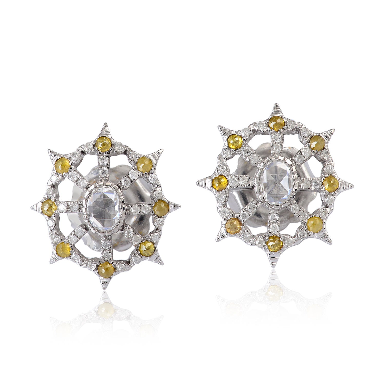 18K White Gold Ice Diamond Star Burst Stud Earrings - Sparkling Gift for Women, Perfect for Weddings, Anniversaries & Special Occasions