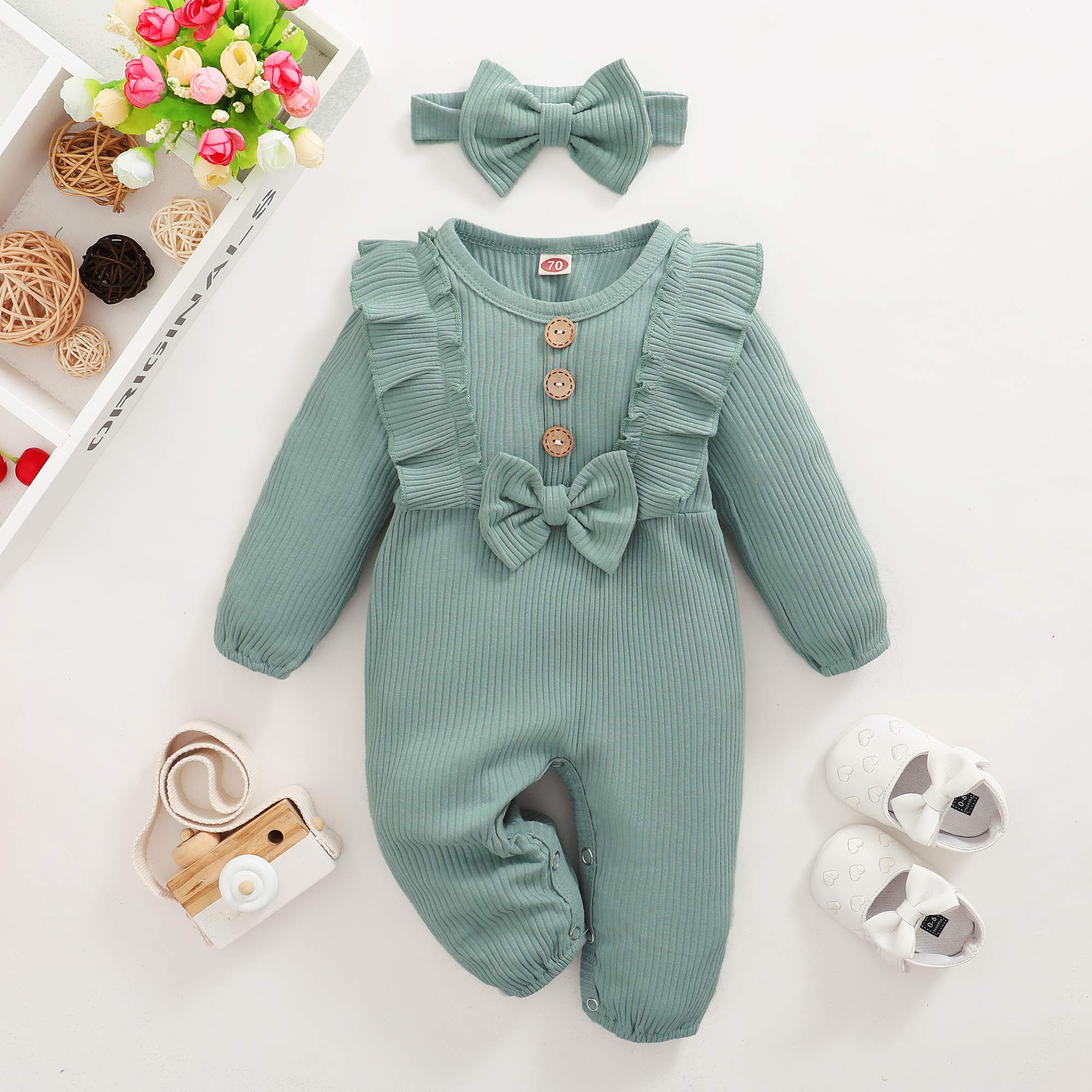 Mioglrie Newborn Baby Girl Clothes - Soft Cotton Short Sleeve Romper Jumpsuit for 0-12 Months | Perfect for Summer Outfits, Playtime & Photo Shoots