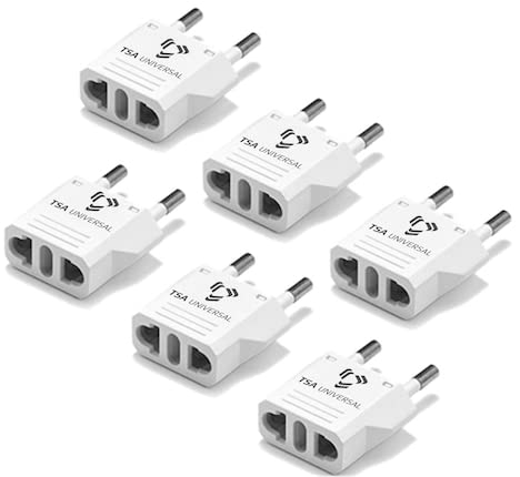US to St Barts Travel Power Adapter - 6 Pack White Universal Plug Converter for North American Devices to Barthelemois Outlets - Compatible with Phones, Tablets, eReaders | Perfect for Caribbean Vacations, Business Trips & Cruise Travel