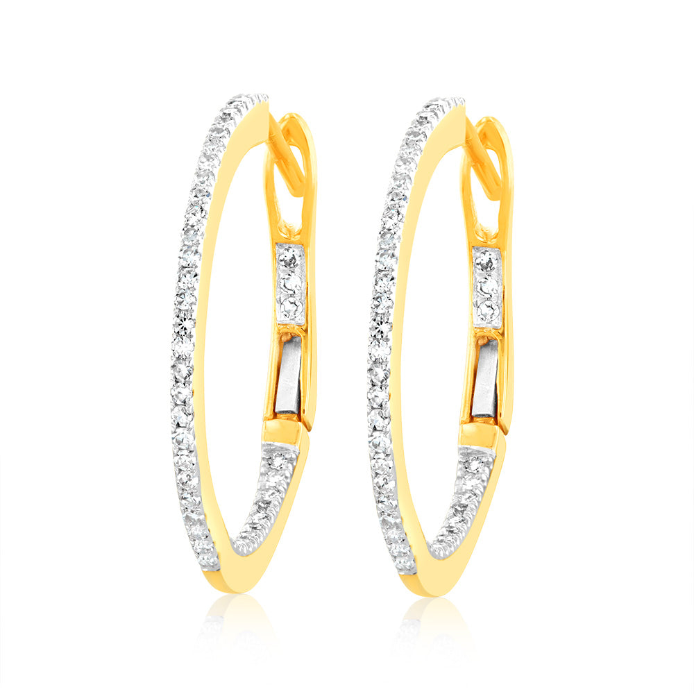 1/4 Carat Luminesce Lab Grown Diamond Hoop Earrings in 9K Yellow Gold - Elegant Everyday Jewelry for Women