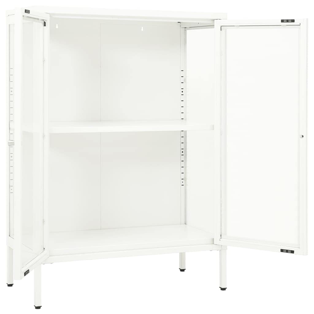 White Kitchen Hutch Cabinet with Glass Doors - 29.5