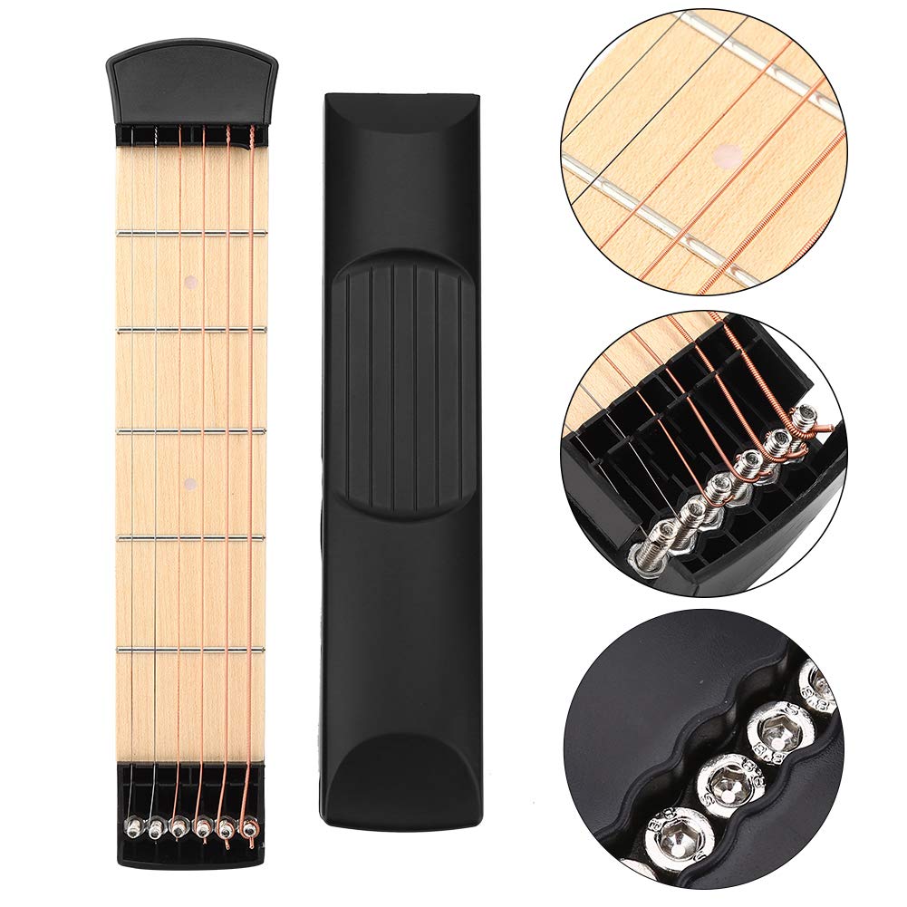Portable 6-Fret Pocket Guitar Trainer - Finger Exercise & Chord Practice Tool for Beginners | Compact Travel Guitar Fretboard for On-The-Go Musicians (Home, Office, Travel, Camping)