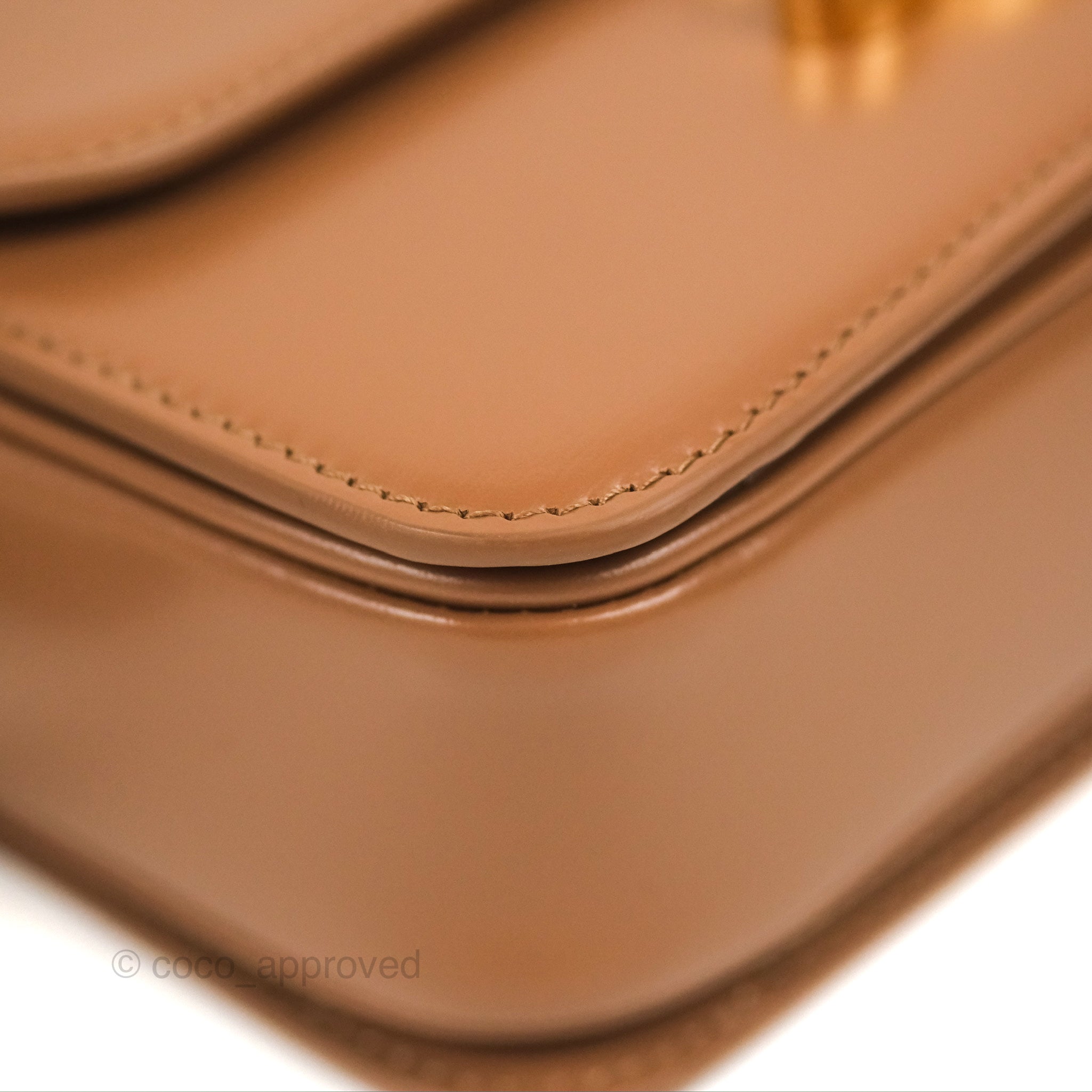 Celine Teen Triomphe Bag in Shiny Calfskin Bronze - Luxury Crossbody Purse for Women, Perfect for Date Night & Evening Events
