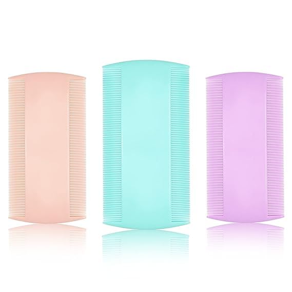3-Piece Lice Comb Set for Effective Lice & Nits Removal - Fine-Toothed Stainless Steel Comb for Men & Women (Random Colors) - Perfect for Home, Travel & School Use