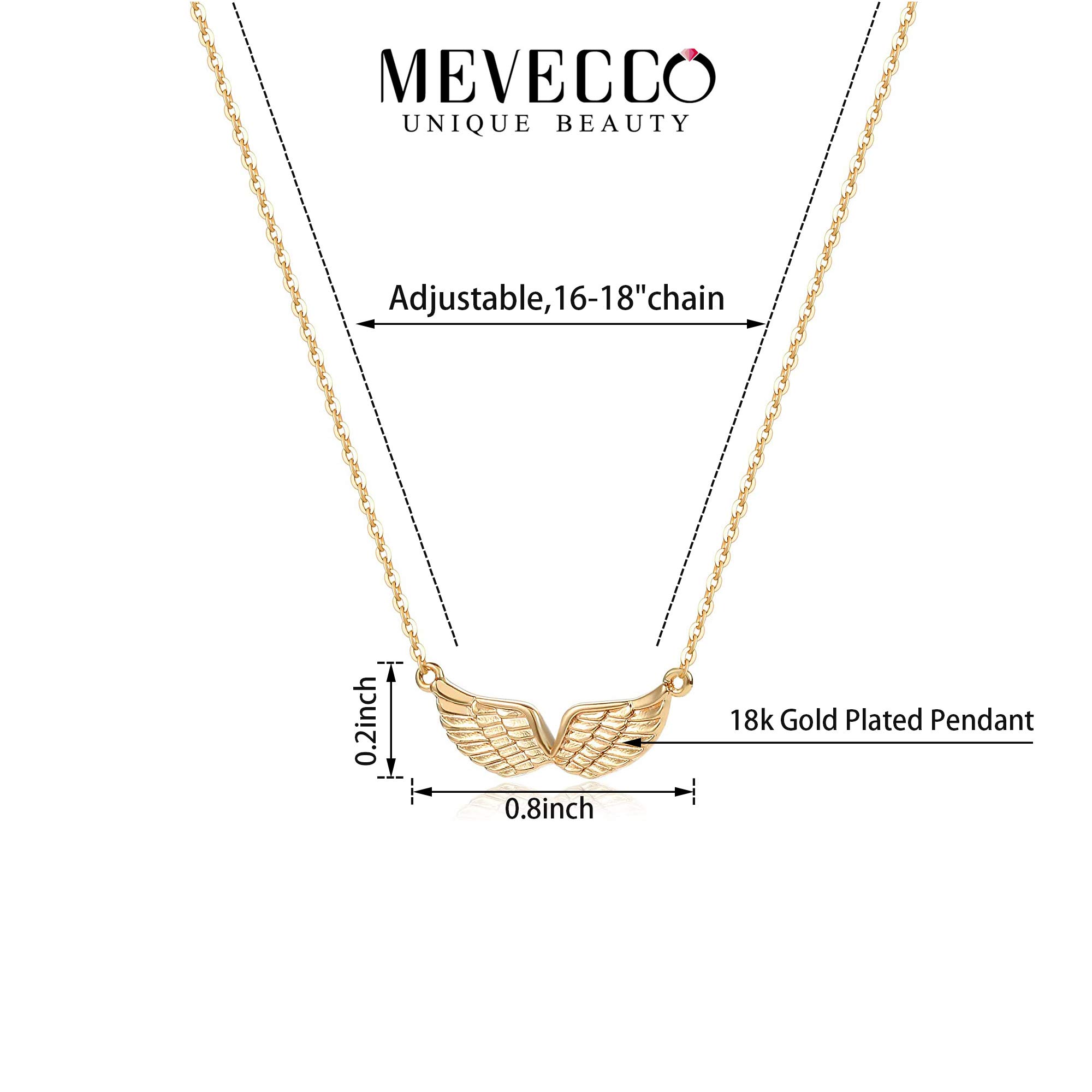 MEVECCO 18K Gold Filled Angel Wings Pendant Necklace - Tiny Guardian Angel Charm Jewelry for Women | Dainty Minimalist Necklace for Everyday Wear, Gift Giving & Special Occasions