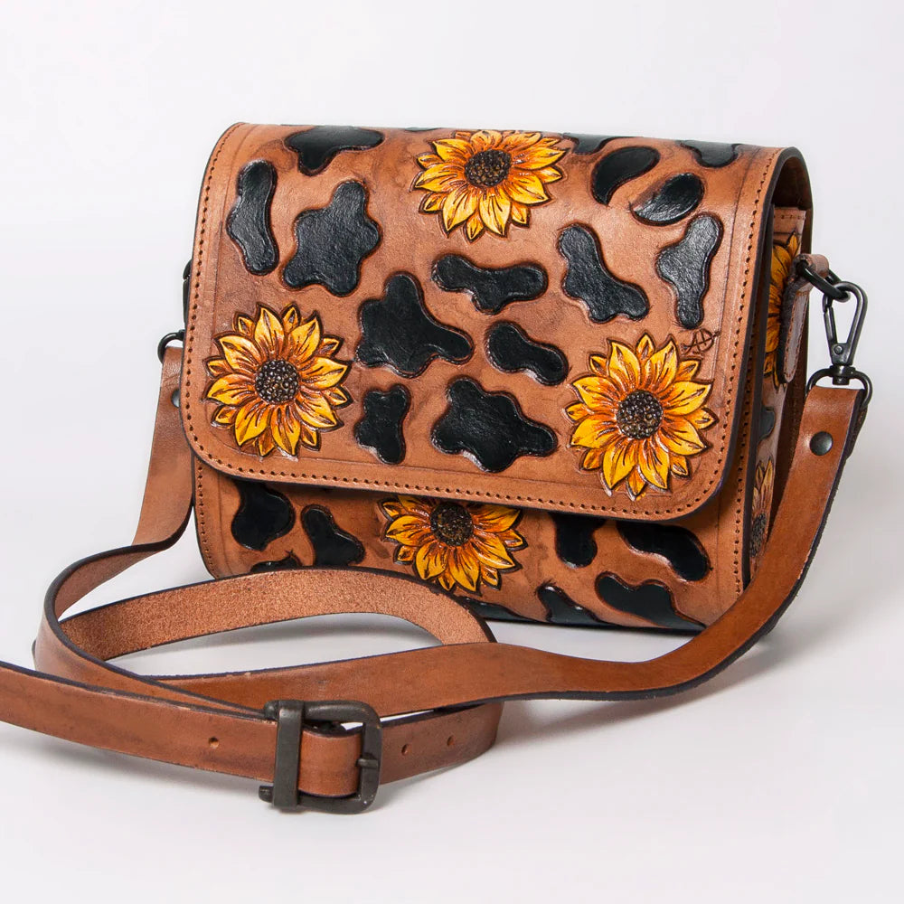 American Darling Sunflower Embossed Leather Purse for Women - Stylish Crossbody Bag for Daily Use, Shopping, and Travel