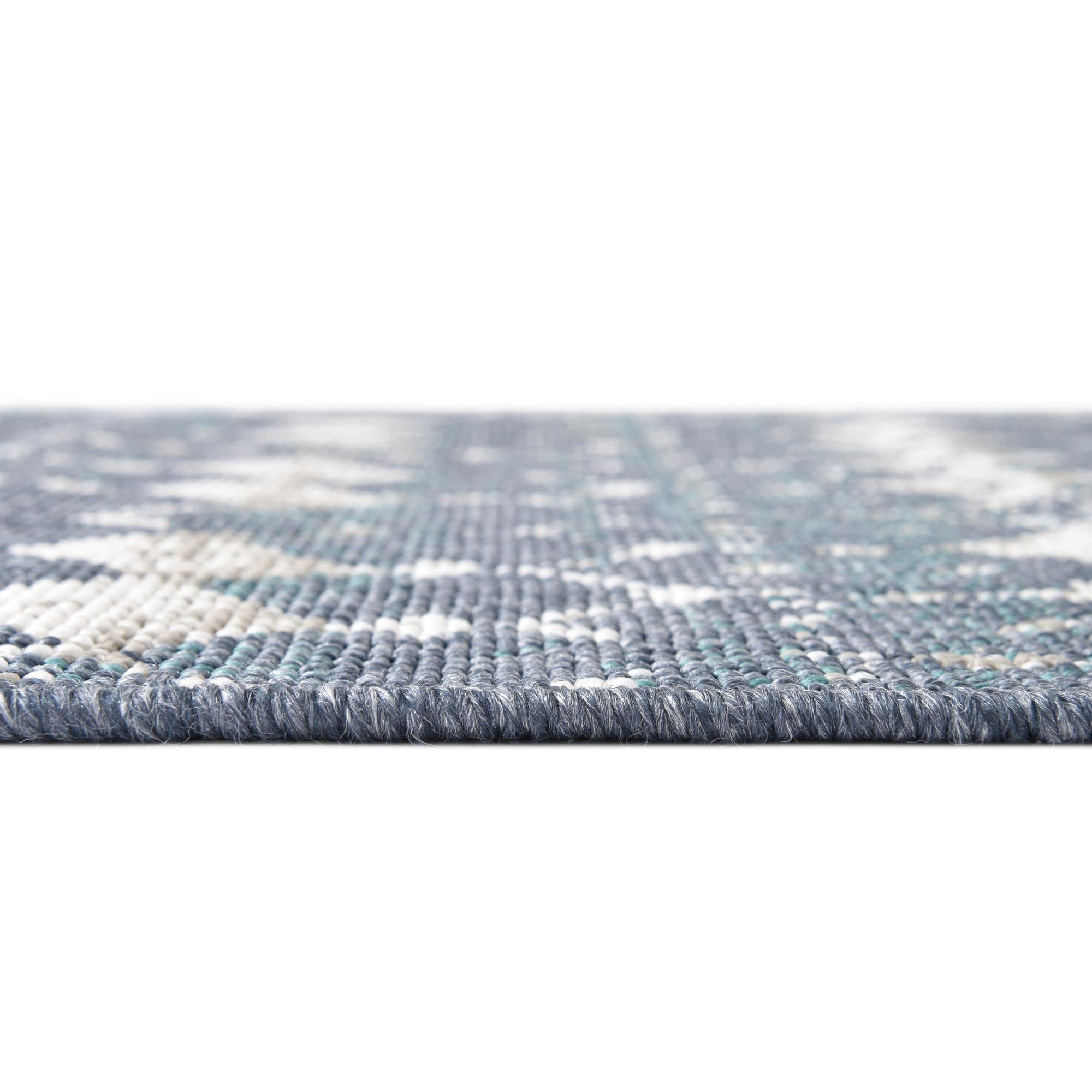 Outdoor Lattice Collection 8' x 10' Navy Blue Flatweave Rug - Waterproof & Durable for Patio, Deck or Sunroom - Perfect for Living Rooms, Dining Rooms & Open Floor Plans