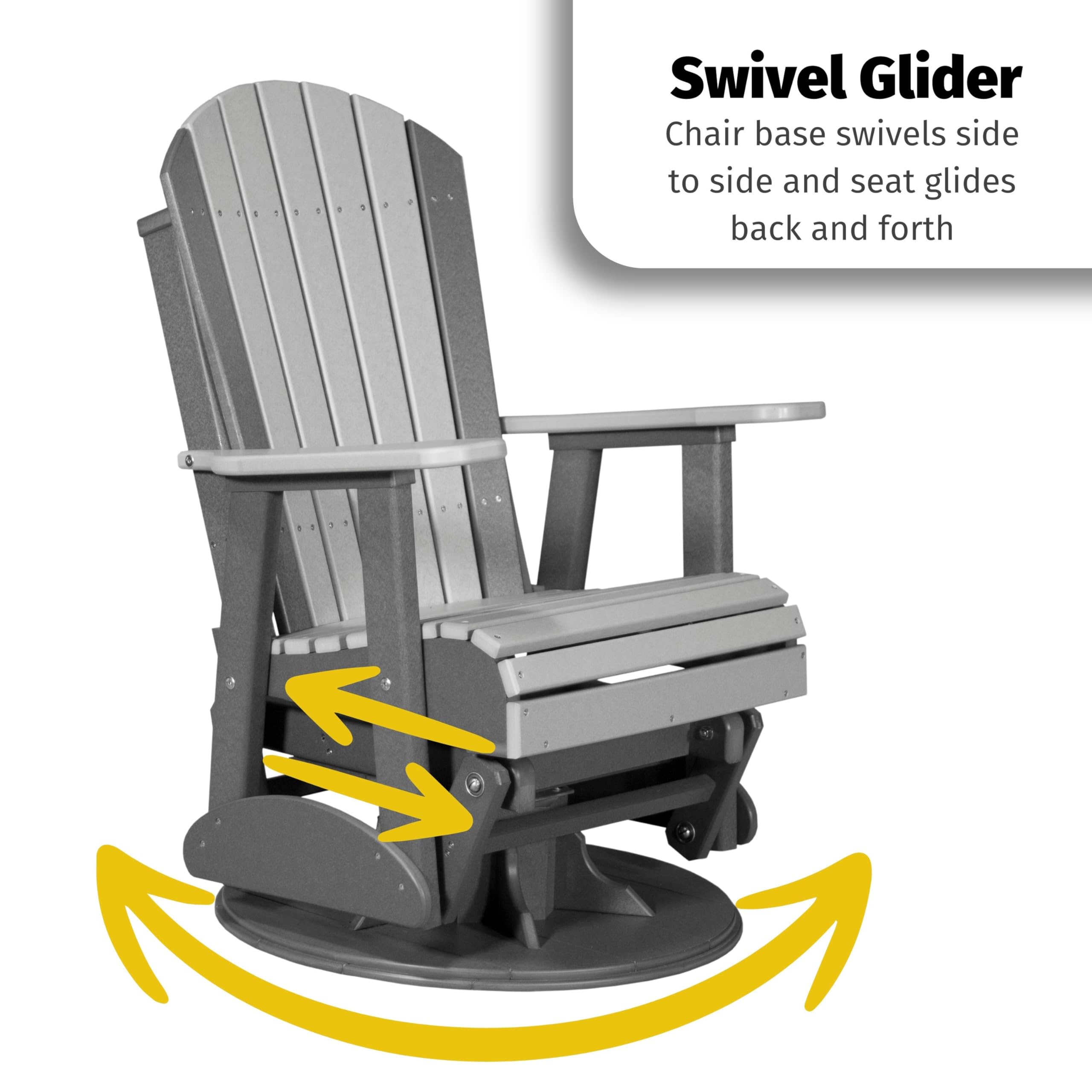 LuxCraft 2' Adirondack Outdoor Swivel Glider Chair - Patio Rocking Chair with 360° Rotation in Antique Mahogany Finish | Perfect for Backyard, Garden, Deck & Poolside Relaxation