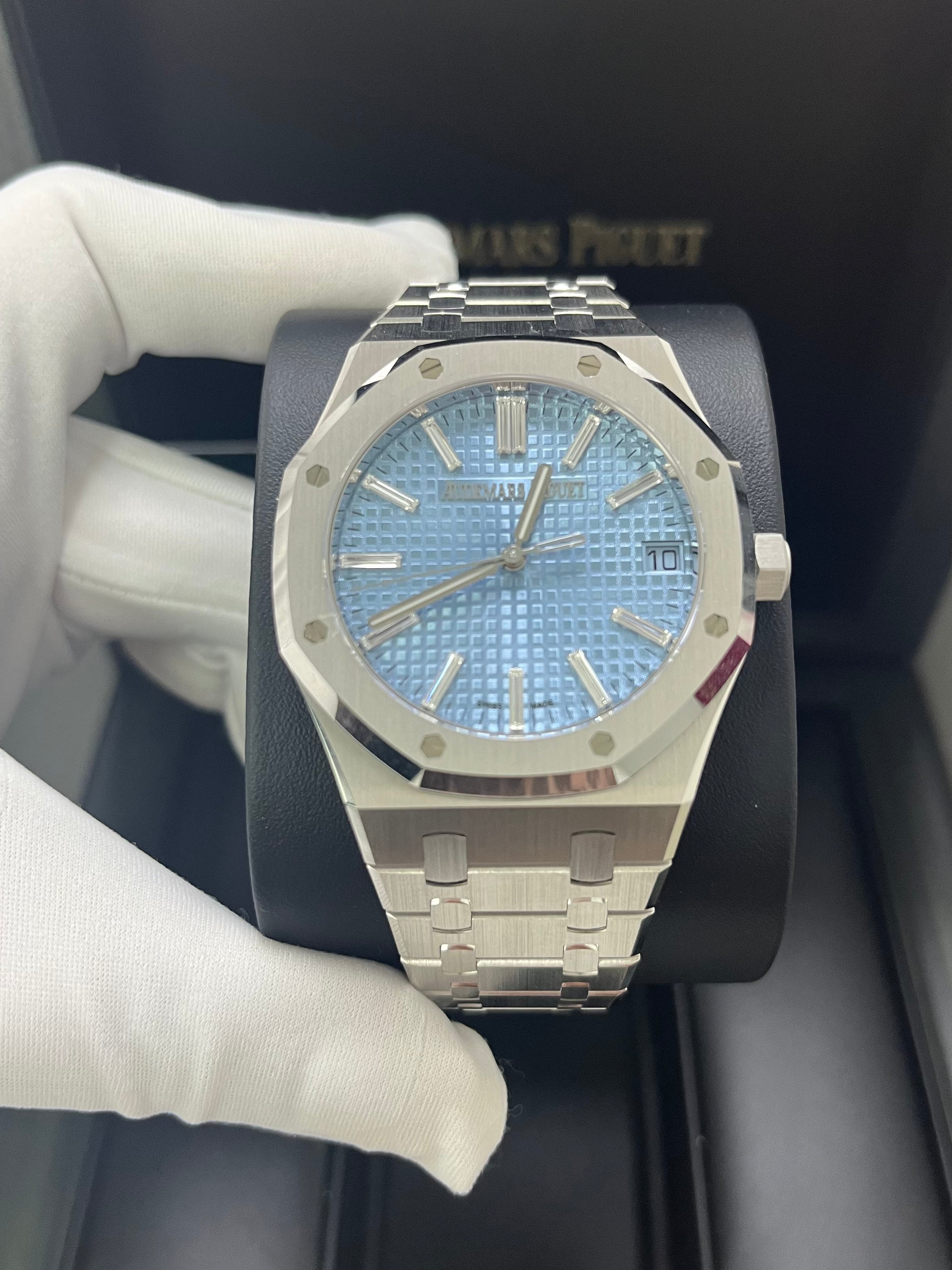 Audemars Piguet Royal Oak 15510BC Limited Edition Ice Blue Baguette Dial Men's Watch - Luxury Swiss Timepiece for Collectors & Special Occasions