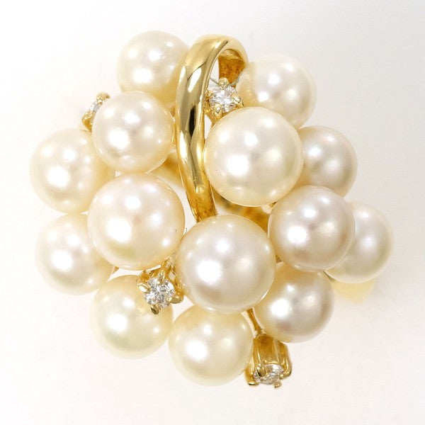 18K Yellow Gold Pearl Diamond Ring for Women - Elegant Bridal Jewelry, Anniversary Gift, Engagement Ring, Wedding Band - Perfect for Special Occasions & Everyday Luxury