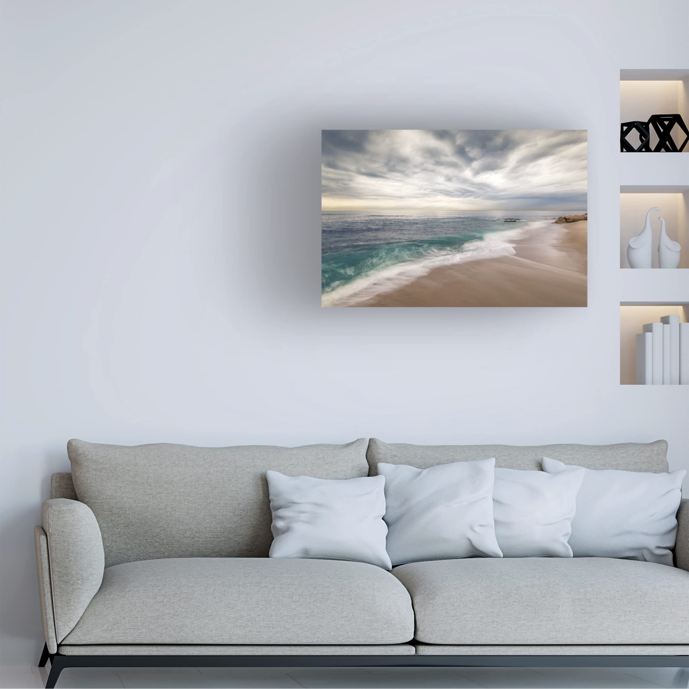 Joseph S Giacalone 'A Casa Beach Winter 2' Canvas Wall Art Print - 30x47 Inches - Coastal Winter Decor for Living Room, Bedroom & Office