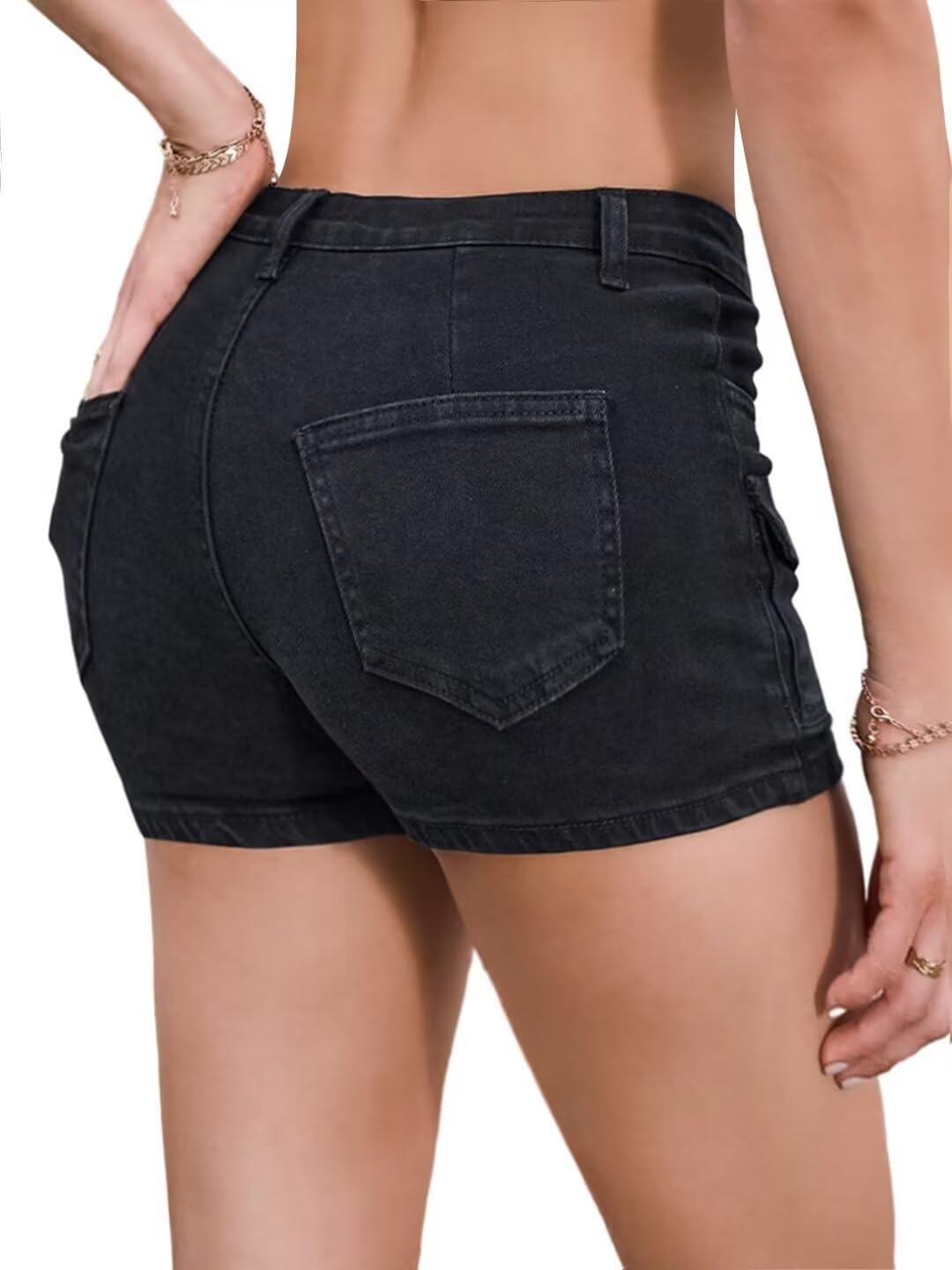 Women's Stretch Denim Shorts - Mid Rise Twill Jean Shorts with Pockets for Juniors | Comfortable & Stylish for Club Nights, Summer Outfits, and Casual Wear