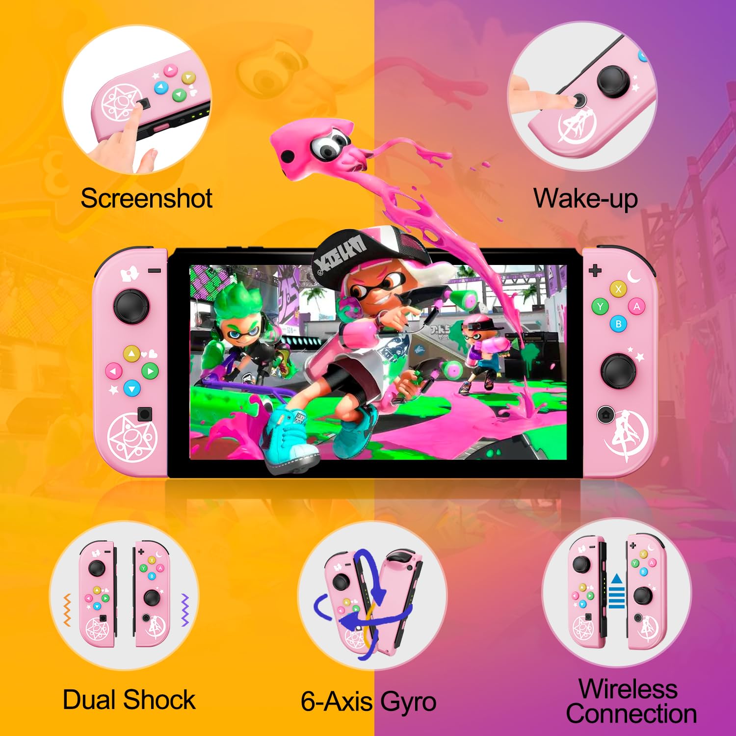 Wireless Controller for Nintendo Switch - Dual Vibration & Wake-up Function, Ergonomic Gamepad for Mario Kart, Super Smash Bros & Zelda Gaming Sessions