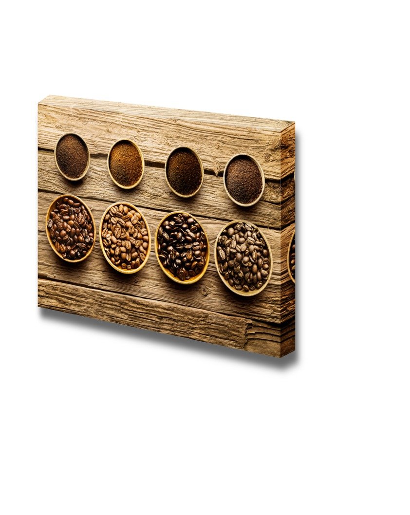 Premium Fresh Roast Coffee Beans & Ground Powder Set - 4 Varieties in Small Dishes - 24