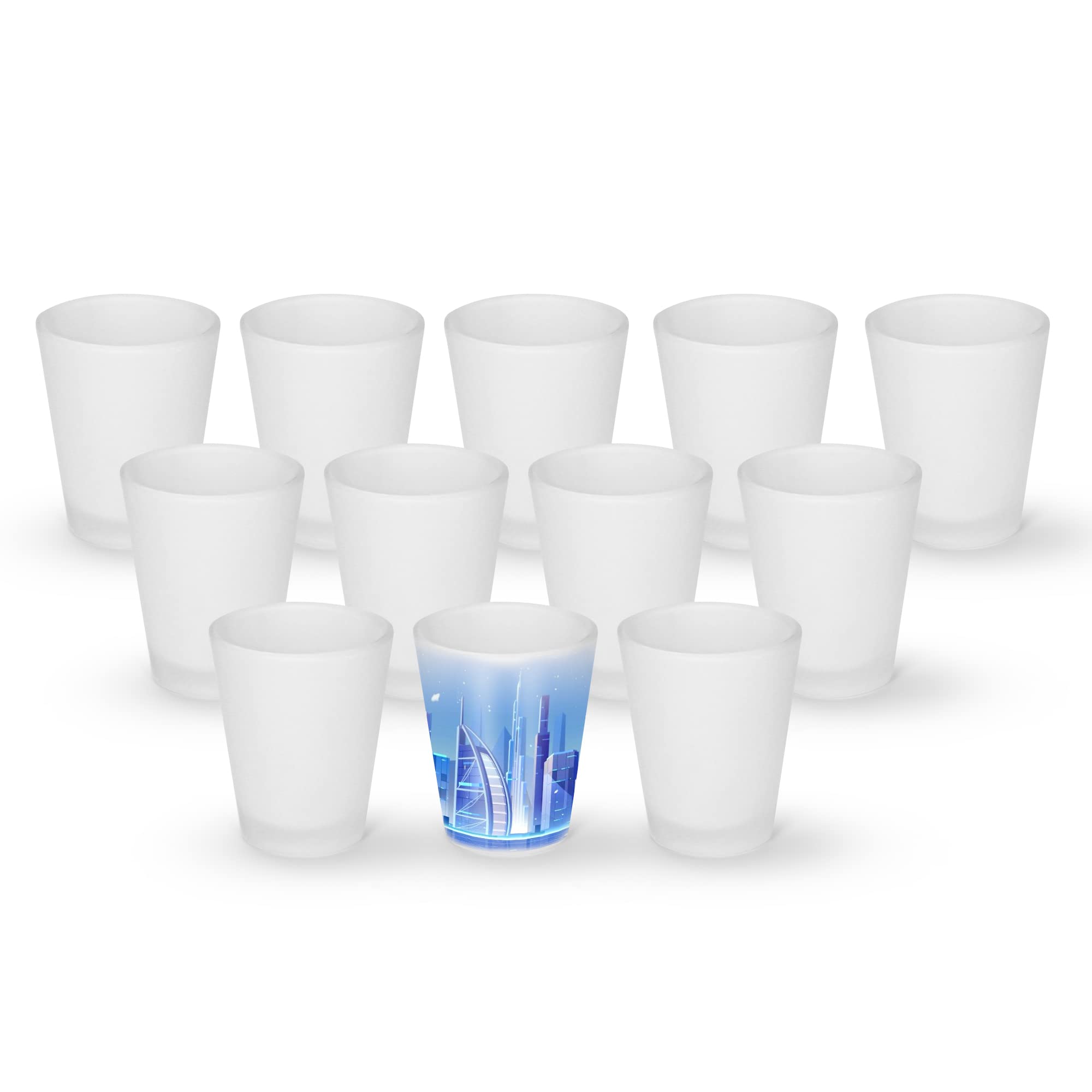 AGH Sublimation Frosted Shot Glasses - 1.5 oz Set of 12, Heavy Base Whiskey Glasses for Tequila, Vodka & Espresso - Perfect for Parties, Weddings & Personalized Gifts