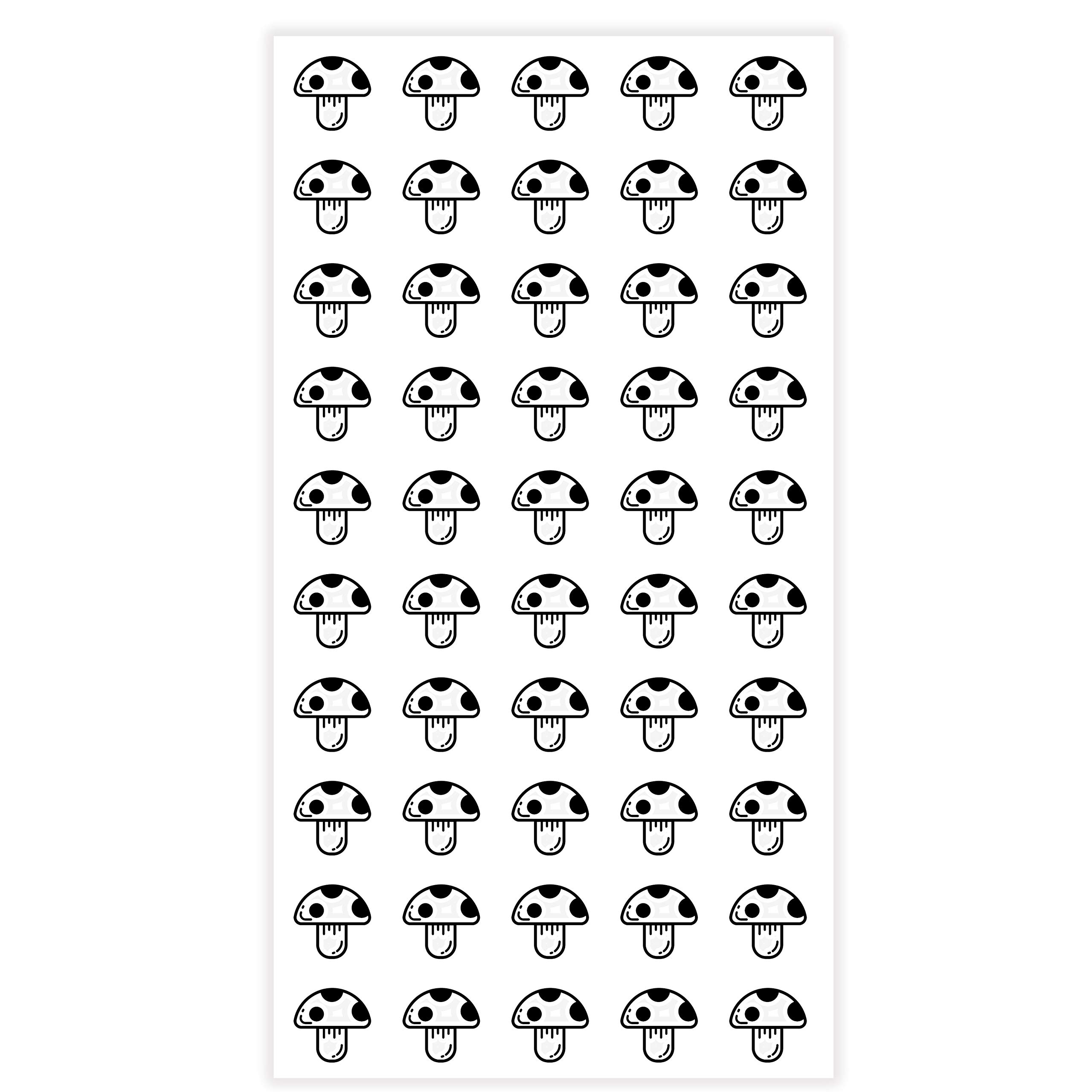 ARK Creation 50 Wedding Meal Stickers for Place Cards - Elegant Menu Choice Labels for Wedding Seating - Perfect for Buffet, Plated Dinners & RSVP Cards (Black, Mushroom Design)