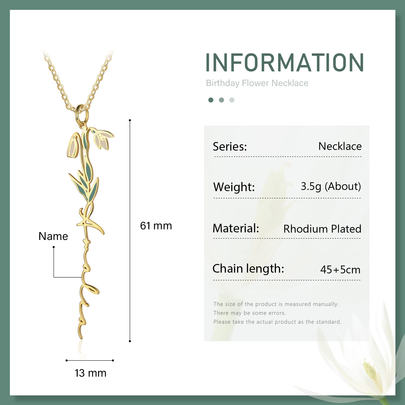 Custom Birth Flower Necklace for Women - Personalized Month Flower Name Pendant Jewelry | Dainty Floral Necklace Gift for Mom, Girlfriend, Wife | Perfect for Birthdays, Anniversaries & Mother's Day